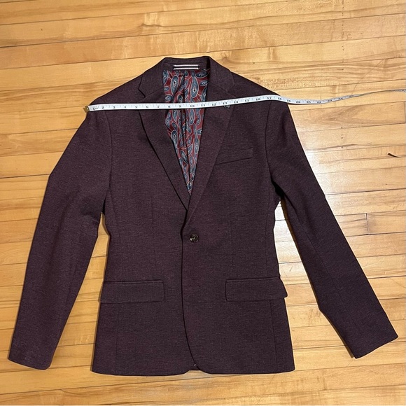 Men’s Rw&Co Summer sports coat in burgundy slim fit - Picture 2 of 6